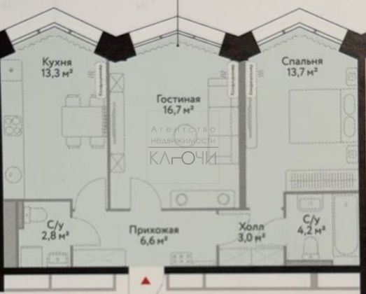 Продажа 2-комнатной квартиры 60,8 м², 14/18 этаж