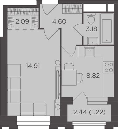 Продажа 1-комнатной квартиры 36 м², 10/28 этаж