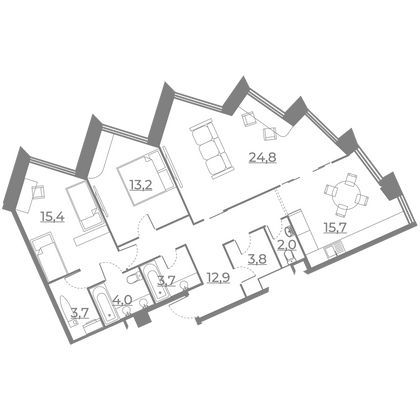 99,8 м², 3-комн. квартира, 16/21 этаж