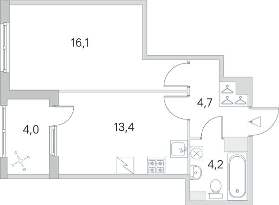 Продажа 1-комнатной квартиры 40,4 м², 4/5 этаж