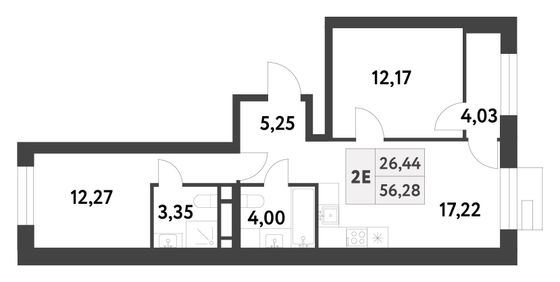 Продажа 2-комнатной квартиры 56,3 м², 6/16 этаж