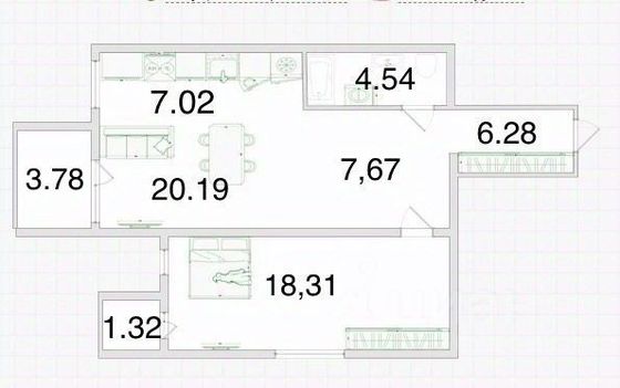 Продажа квартиры-студии 66,6 м², 10/14 этаж