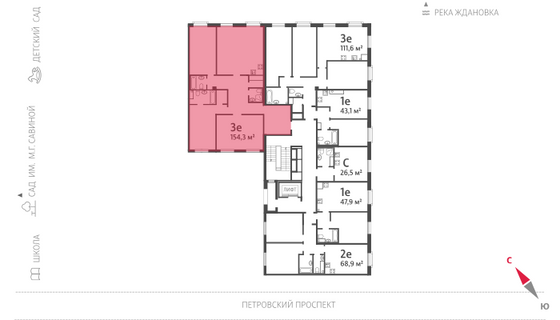 155,4 м², 3-комн. квартира, 8/9 этаж