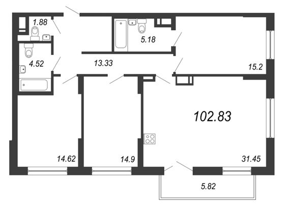 Продажа 4-комнатной квартиры 102,8 м², 11/18 этаж
