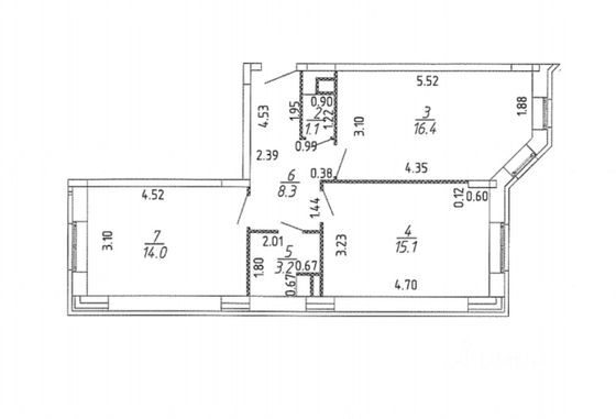 Продажа 2-комнатной квартиры 58,1 м², 2/3 этаж