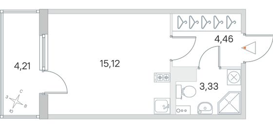 Продажа квартиры-студии 24,2 м², 2/4 этаж