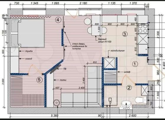 Продажа 2-комнатной квартиры 42,2 м², 5/5 этаж