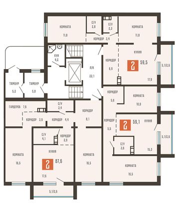 Продажа 2-комнатной квартиры 87,6 м², 1/10 этаж