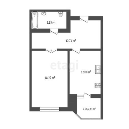 Продажа 1-комнатной квартиры 47,9 м², 9/9 этаж