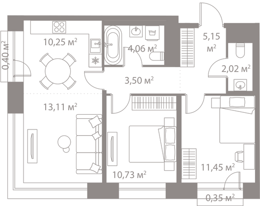 Продажа 2-комнатной квартиры 61 м², 23/25 этаж