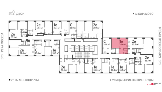 Продажа 1-комнатной квартиры 34 м², 35/52 этаж