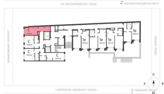 23,6 м², студия, 2/11 этаж