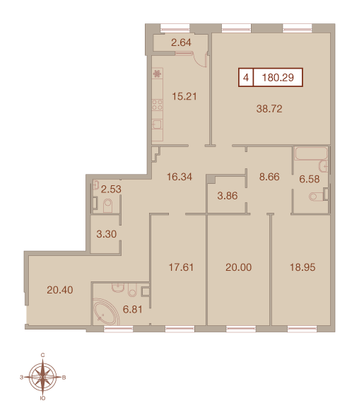 Продажа 4-комнатной квартиры 180,3 м², 4/9 этаж