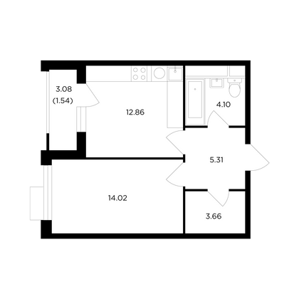 Продажа 1-комнатной квартиры 41,5 м², 20/27 этаж