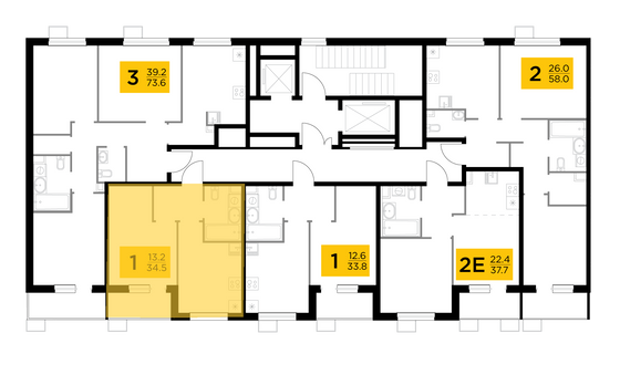 Продажа 1-комнатной квартиры 34,5 м², 12/14 этаж