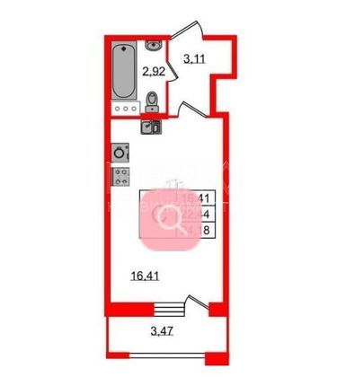Продажа квартиры-студии 24,2 м², 10/14 этаж