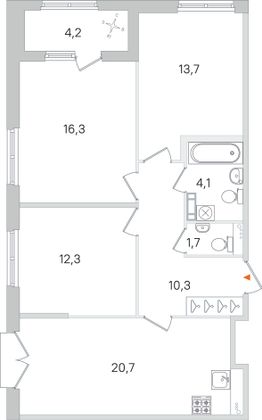 Продажа 3-комнатной квартиры 81,2 м², 2/4 этаж