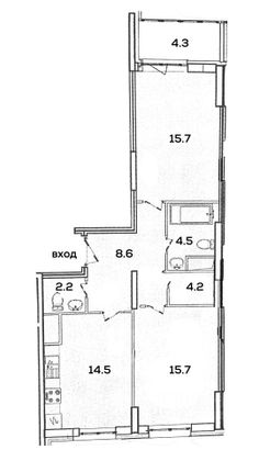 Продажа 2-комнатной квартиры 64,1 м², 7/25 этаж