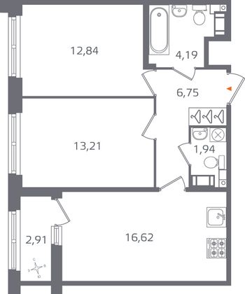 Продажа 2-комнатной квартиры 57 м², 6/17 этаж