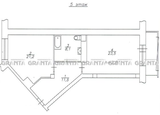 Продажа 1-комнатной квартиры 64,3 м², 5/8 этаж