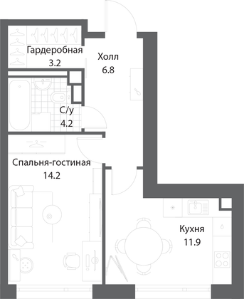 Продажа 1-комнатной квартиры 40,3 м², 18/35 этаж