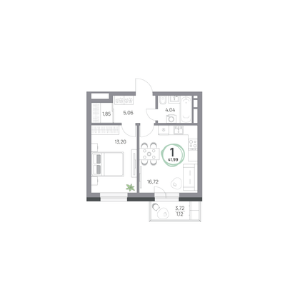 Продажа 2-комнатной квартиры 42 м², 3/7 этаж