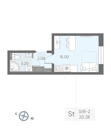 Продажа квартиры-студии 20,3 м², 16/25 этаж