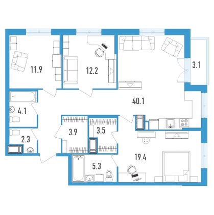 Продажа 3-комнатной квартиры 104,3 м², 7/18 этаж