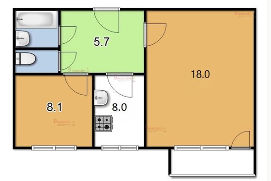 Продажа 2-комнатной квартиры 42 м², 9/9 этаж