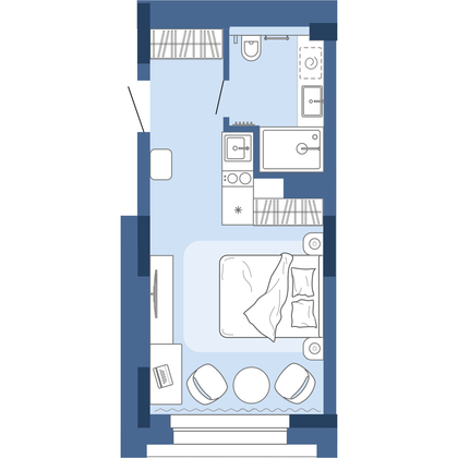 23,5 м², 1-комн. квартира, 21/30 этаж