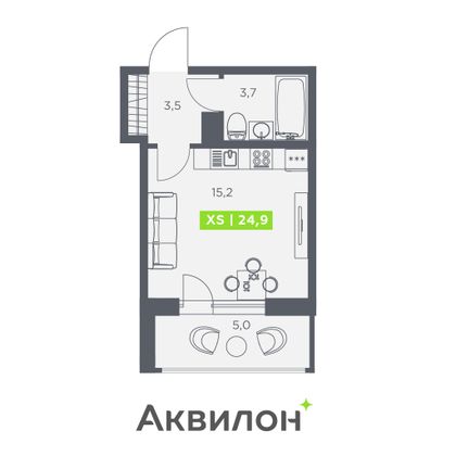 24,9 м², студия, 11/13 этаж