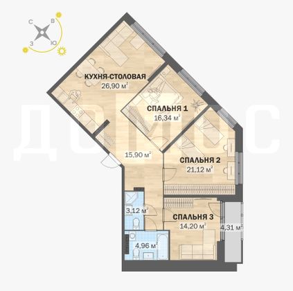 Продажа 3-комнатной квартиры 102,1 м², 8/17 этаж