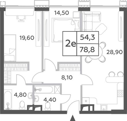 80,3 м², 3-комн. квартира, 45/52 этаж