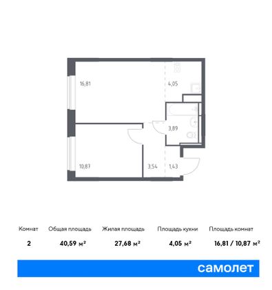 40,6 м², 1-комн. квартира, 1/9 этаж