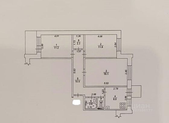 Продажа 3-комнатной квартиры 66,7 м², 3/9 этаж