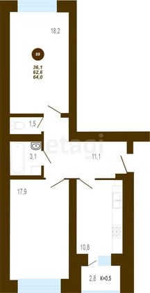 Продажа 2-комнатной квартиры 64 м², 5/10 этаж