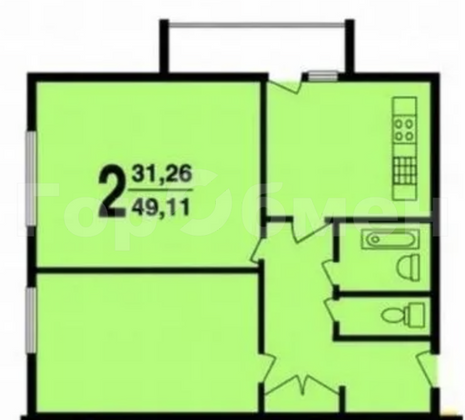 Продажа 2-комнатной квартиры 47 м², 3/12 этаж