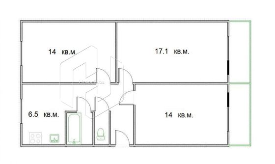 Продажа 3-комнатной квартиры 61,9 м², 5/5 этаж