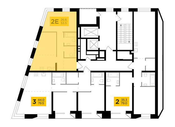 Продажа 2-комнатной квартиры 53,5 м², 3/12 этаж