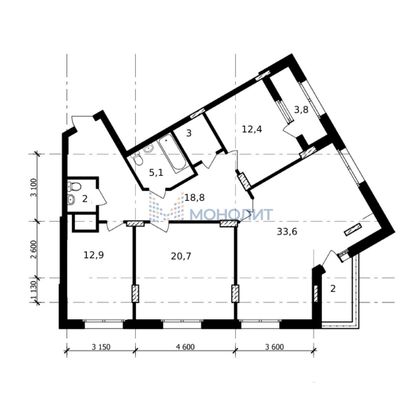 Продажа 3-комнатной квартиры 115,5 м², 16/21 этаж