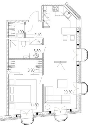 Продажа 2-комнатной квартиры 55,8 м², 7/7 этаж