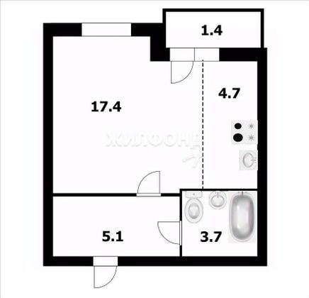 Продажа квартиры-студии 30,9 м², 3/24 этаж