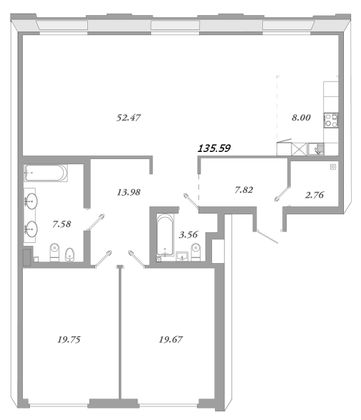 Продажа 3-комнатной квартиры 135,6 м², 4/7 этаж