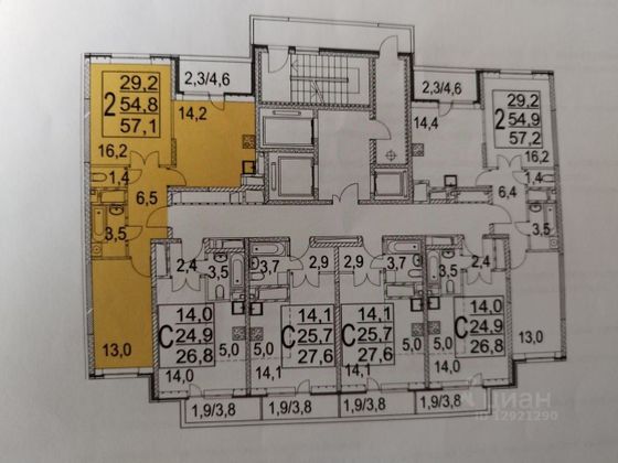 Продажа 2-комнатной квартиры 58 м², 2/24 этаж