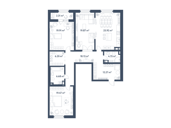 135,5 м², 3-комн. квартира, 6/11 этаж