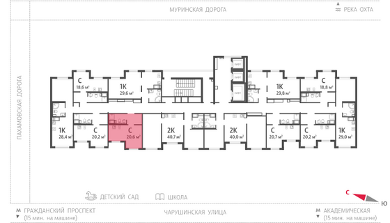 20,6 м², студия, 3/24 этаж