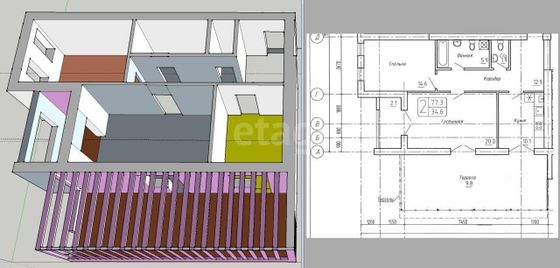 Продажа 2-комнатной квартиры 66,3 м², 1/4 этаж