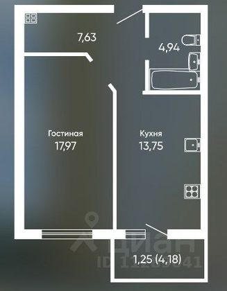Продажа 1-комнатной квартиры 48,1 м², 13/23 этаж