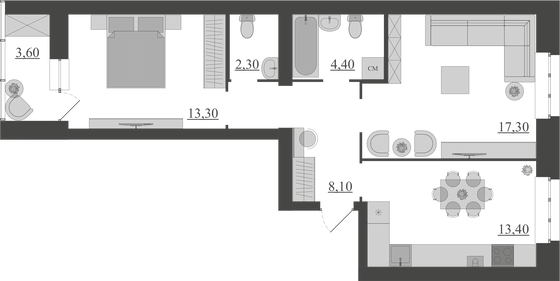 Продажа 2-комнатной квартиры 62,4 м², 1/6 этаж