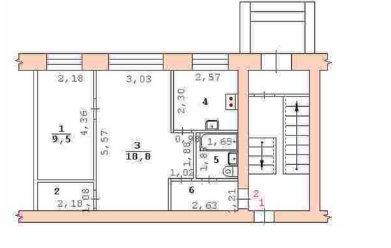Продажа 2-комнатной квартиры 42,6 м², 1/3 этаж